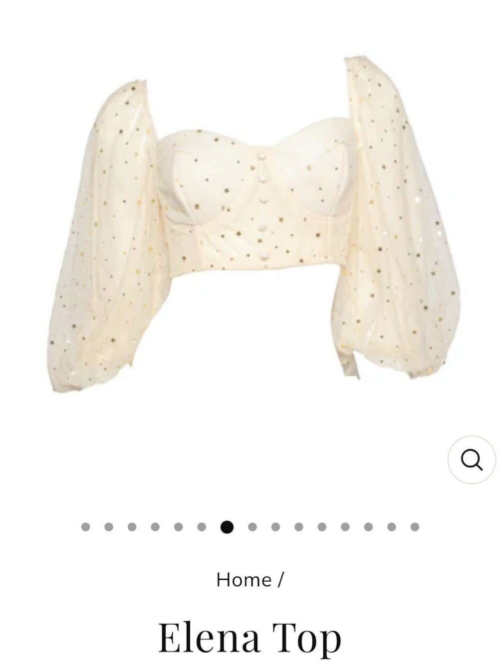 Elena Puff Sleeve Crop Top - Cream